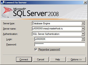 Подключение к Microsoft SQL Server 2008