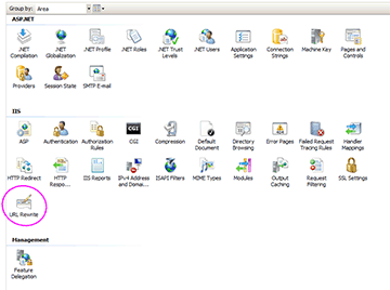 Выбор модуля URL Rewrite IIS 7&nbsp;Manager