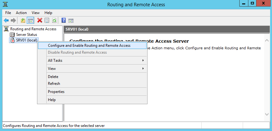 Выбираем пункт 'Configure and Enable Routing and Remote Access'